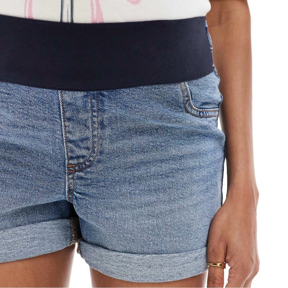 ASOS DESIGN Maternity comfort mom short under bump blue